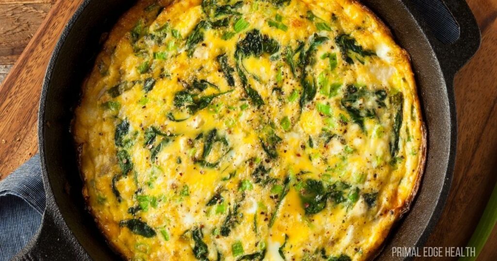 Easy frittata in a black pot.