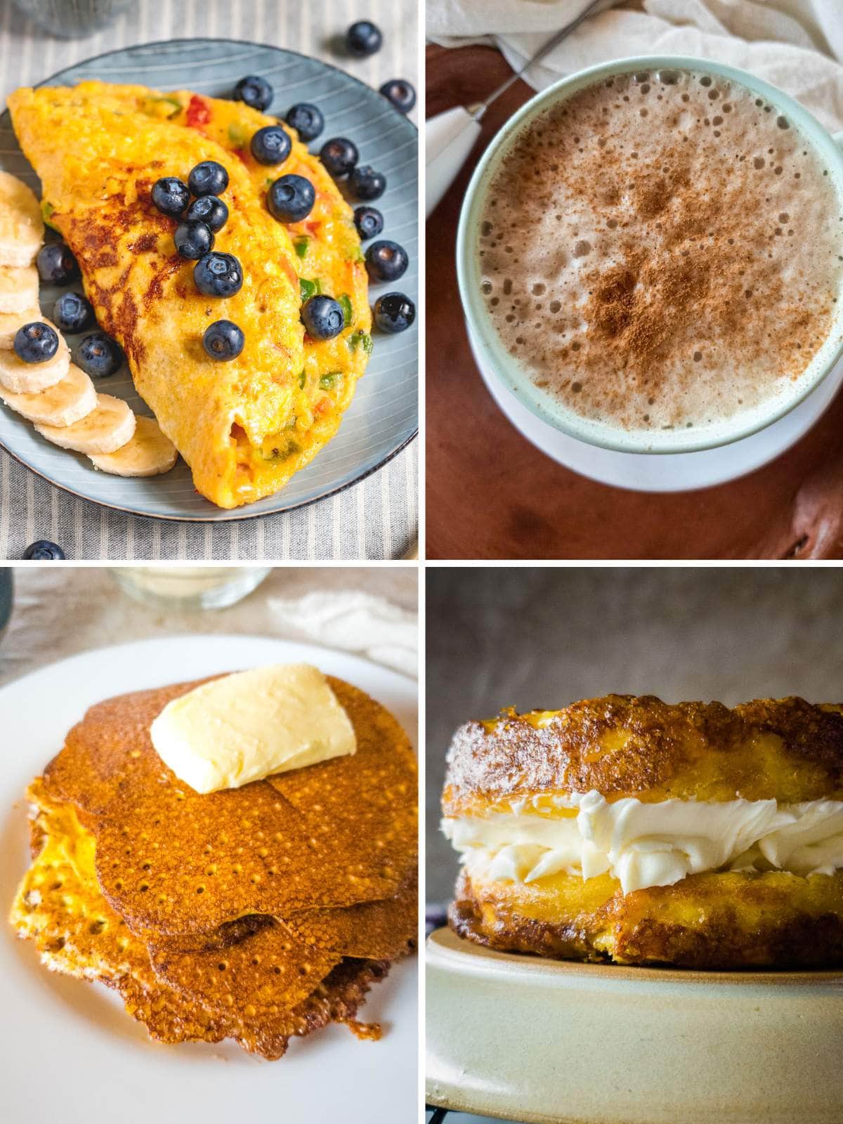 An image collage of four low histamine breakfast ideas.