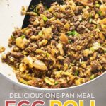 Text that says, "Delicious one-pan meal, egg roll in a bowl recipe. PrimedEdgeHealth.com.