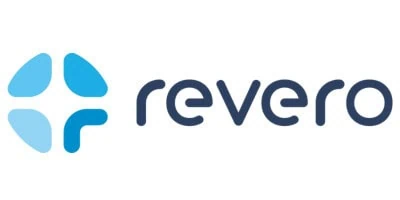 Revero logo featuring a stylized blue icon on the left and the word "revero" in lowercase letters on the right.