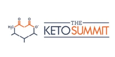 Logo of The Keto Summit featuring a molecular structure on the left and the text "The Keto Summit" on the right.