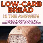 Image of a loaf of bread with the text: "Low-Carb Bread is the Answer! Here's your guide to guilt-free deliciousness!".